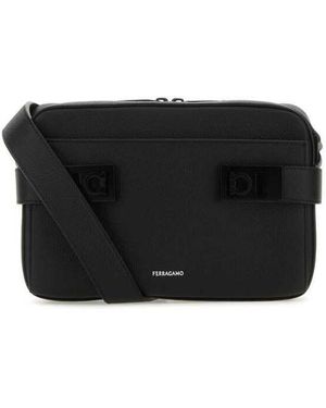 Ferragamo Leather Crossbody Bag Nero Borse A Tracolla - Black