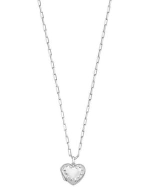 Tresorra Sterling Heart Locket Pendant Necklace - Metallic