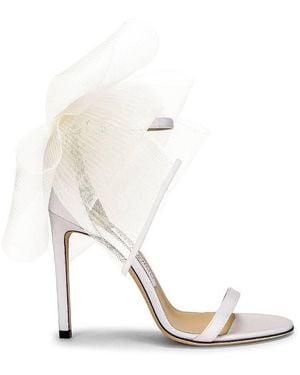 Jimmy Choo Aveline 100 Asymmetric Bow Deatil Sandals, Brand Size 35 Us - White