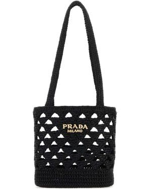 Prada Straw Handbag - Black