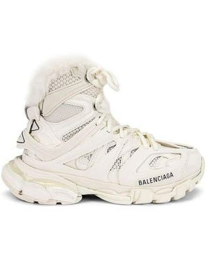 Balenciaga Track Hike Fur-Fur Trainer Boots - White