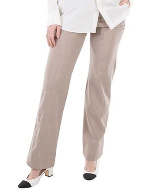 Fendi Pinstripe Flare Flannel Pants, Brand Size 38 (Us - Natural