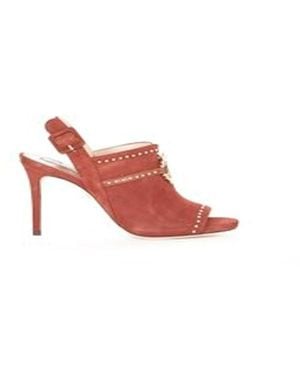 Roberto Cavalli Rc Logo Studded Slingback Sandals, Brand Size 39 Us - Red
