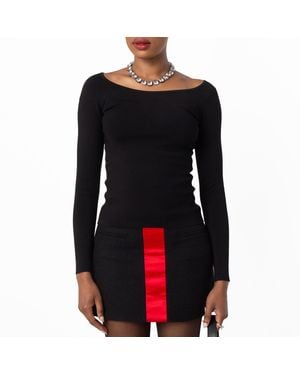 Ferragamo Ferragamo Off-Shoulder Long-Sleeve Top - Black