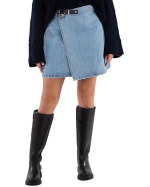 JW Anderson Padlock Strap Mini Denim Skirt - Blue
