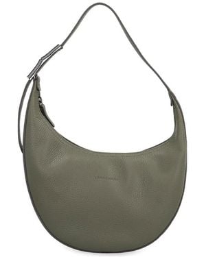 Longchamp Le Roseau Calf Leather Hobo Bag - Grey