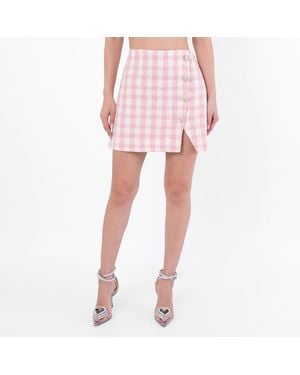Self-Portrait Self-Portrait Check Boucle Mini Skirt, Brand Size 6 Us - Pink