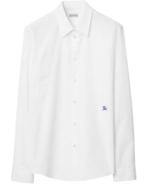 Burberry Long-Sleeved Cotton Ekd Dress Shirt, Brand Size 41 (Neck - White
