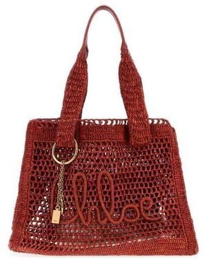 Chloé Raffia East-West Summer Banana Shopping Bag Gingerred