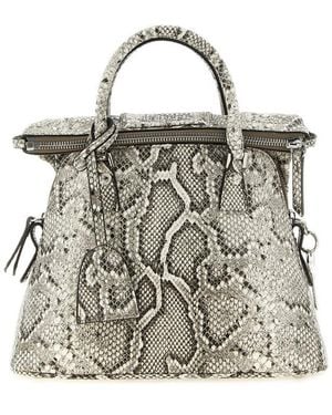 Maison Margiela Python-Print Goatskin Shoulder Bag - Grey