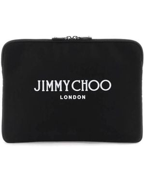 Jimmy Choo Adler Logo Print Pouch - Black