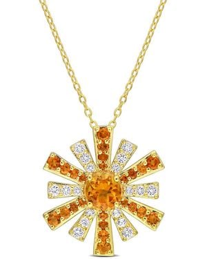 Amour 2 Ct Tgw Madeira Citrine And Topaz Starburst Pendant With Chain - Metallic