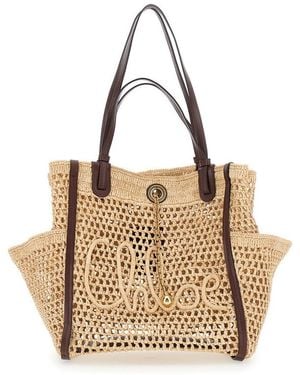 Chloé Tote Bag S906 With Iconic Leather Details - Metallic