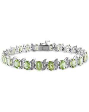 Amour 11 3/4 Ct Tgw Peridot And Diamond S-Link Bracelet - Green