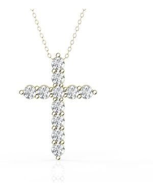 Brilliant Diamond 2 Carat Lab Grown Diamond Cross Pendant Necklace - Metallic