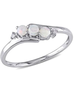 Amour Diamond And Opal 3-Stone Ring - Metallic