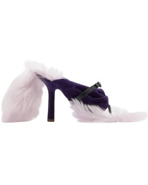Burberry Shearling Step Post 105 Heel Sandals, Brand Size 36 Us - Purple