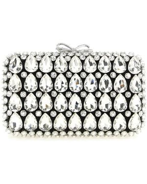 Self-Portrait Self-Portrait Crystal-Embellished Clutch Ivory - Black