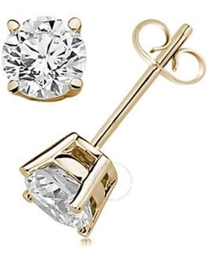 Maulijewels Ladies 14K 2 Ct Round Cut Diamond Stud Earrings - Metallic