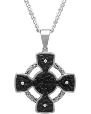 Robert Alton Stainless Steel & Iron Cross Pendant - Metallic