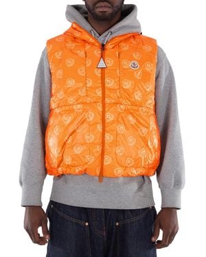 Moncler Alkarab Logo-Patch Vest, Brand Size 4 (X-Large) - Orange