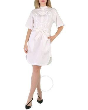 Burberry Optic Logo Graphic Cotton Smock Short-sleeve Dress - White