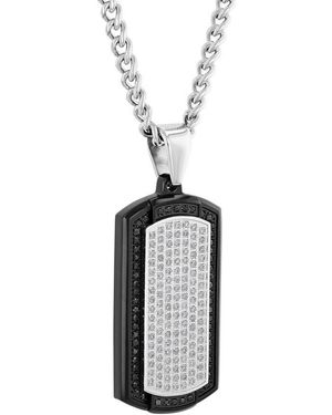 Robert Alton 7/8Ctw And Diamond With Finish Stainless Steel Dog Tag Pendant - Black