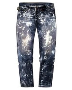 Roberto Cavalli Splatter-Effect Denim Jeans, Waist - Blue