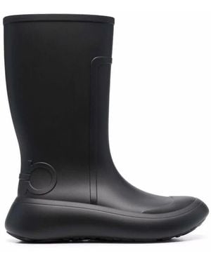 Ferragamo Gancini-Debossed Rain Boots - Black