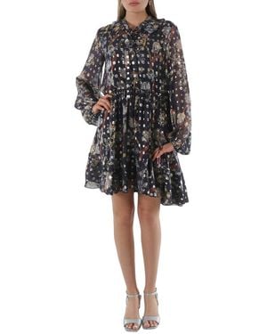 Chloé Floral Silk Georgette Dress, Brand Size 34 (Us Size 0) - Black