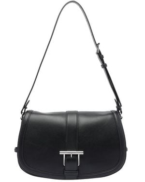 McQueen Large Mcqueen Satchel Bag With T Buckle - Black