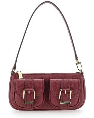 Michael Kors Zoe Bordeaux Shoulder Bag With Two Patch Pockets On The Front - Purple