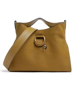 See By Chloé Small Joan Leather Top Handle Bag - Natural