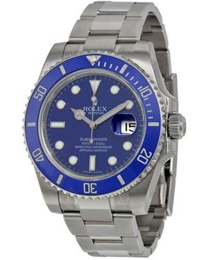 Rolex Submariner Date Blue Dial 18k White Gold Oyster Bracelet Automatic Watch 116619blso