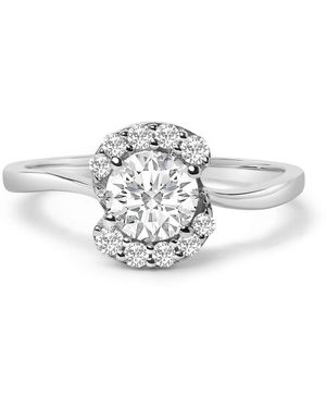 Haus of Brilliance Sterling Lab Grown 1.0 Cttw Diamond Oval Shaped Halo Engagement Ring - Metallic