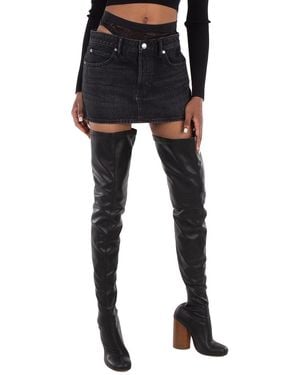T By Alexander Wang Crystal Hotfix Mini Denim Skirt - Black