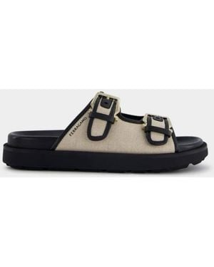 Ferragamo Tena Double-Strap Sandals - Black
