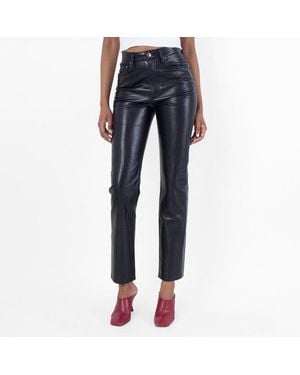Agolde 90's Pinch Waist Long Leather Pants - Blue
