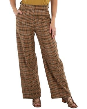 KENZO Plaid Tailored Wide Leg Trousers, Brand Size 34 (Us - Brown