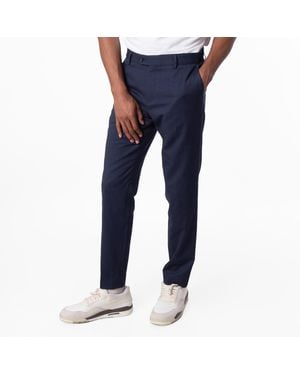 BOSS Slim-Fit Wool-Blend Trousers, Brand Size 50 (Waist - Blue