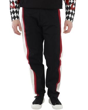 Roberto Cavalli Side Stripe Tailored Cotton Trousers, Brand Size 48 (Waist - Black