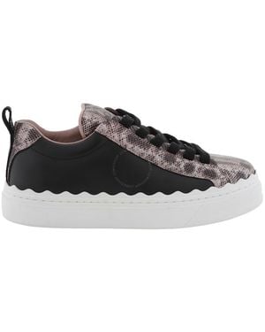 Chloé Lauren Low-Top Leather Trainers, Brand Size 35 Us - Black
