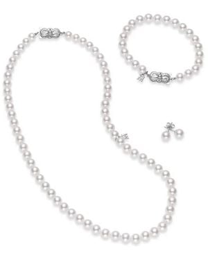 Mikimoto 18" Akoya Cultured Pearl Three Piece Set - White