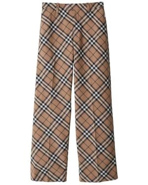 Burberry Checked Tailored Trousers, Brand Size 50 Waist - Brown