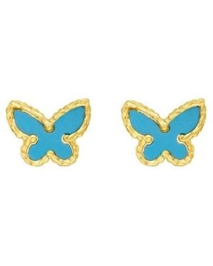 Tresorra 14K Primavera Butterfly Stud Earrings - Blue