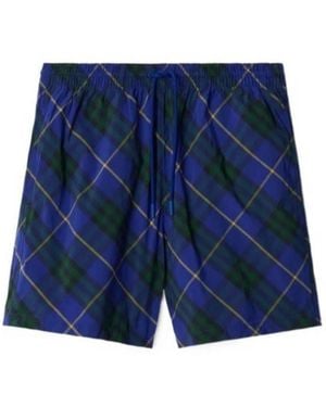Burberry Check Print Swim Shorts - Blue