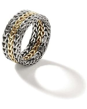 John Hardy Classic Chain 18K & Sterling Rata Band Ring - White