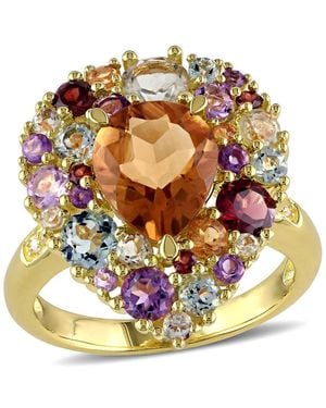 Amour 4 4/5 Ct Tgw Multi Gemstone And Diamond Pear-Shape Cocktail Ring - Yellow