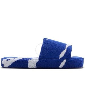 Burberry Snug Soft Cotton Towelling Slippers, Brand Size 40 Us - Blue