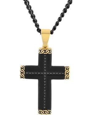 Robert Alton 1 4Ctw Diamond Stainless Steel With Finish With Cross Pendant - Metallic